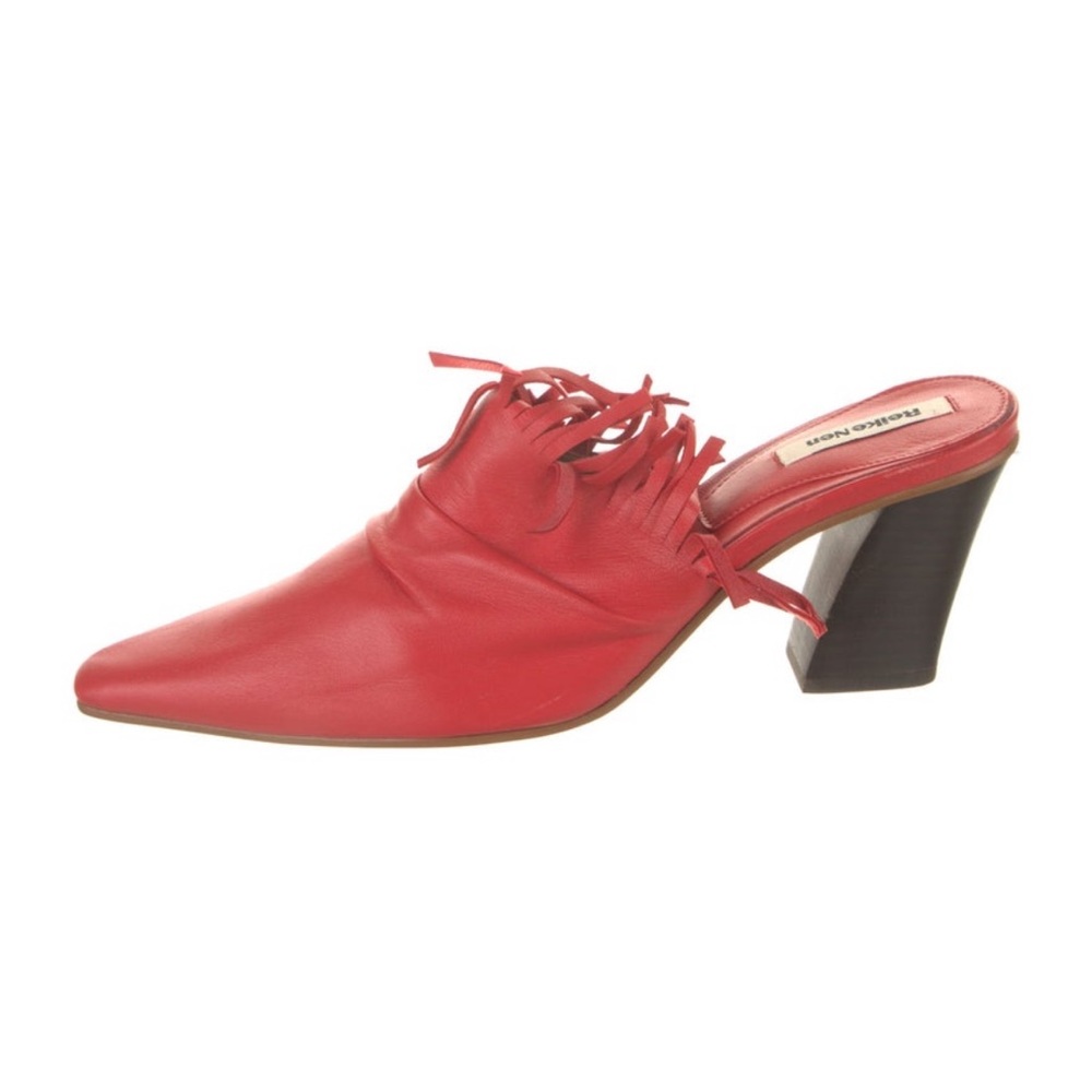Reike Nen Red Leather Fringe Mules Sz. 40